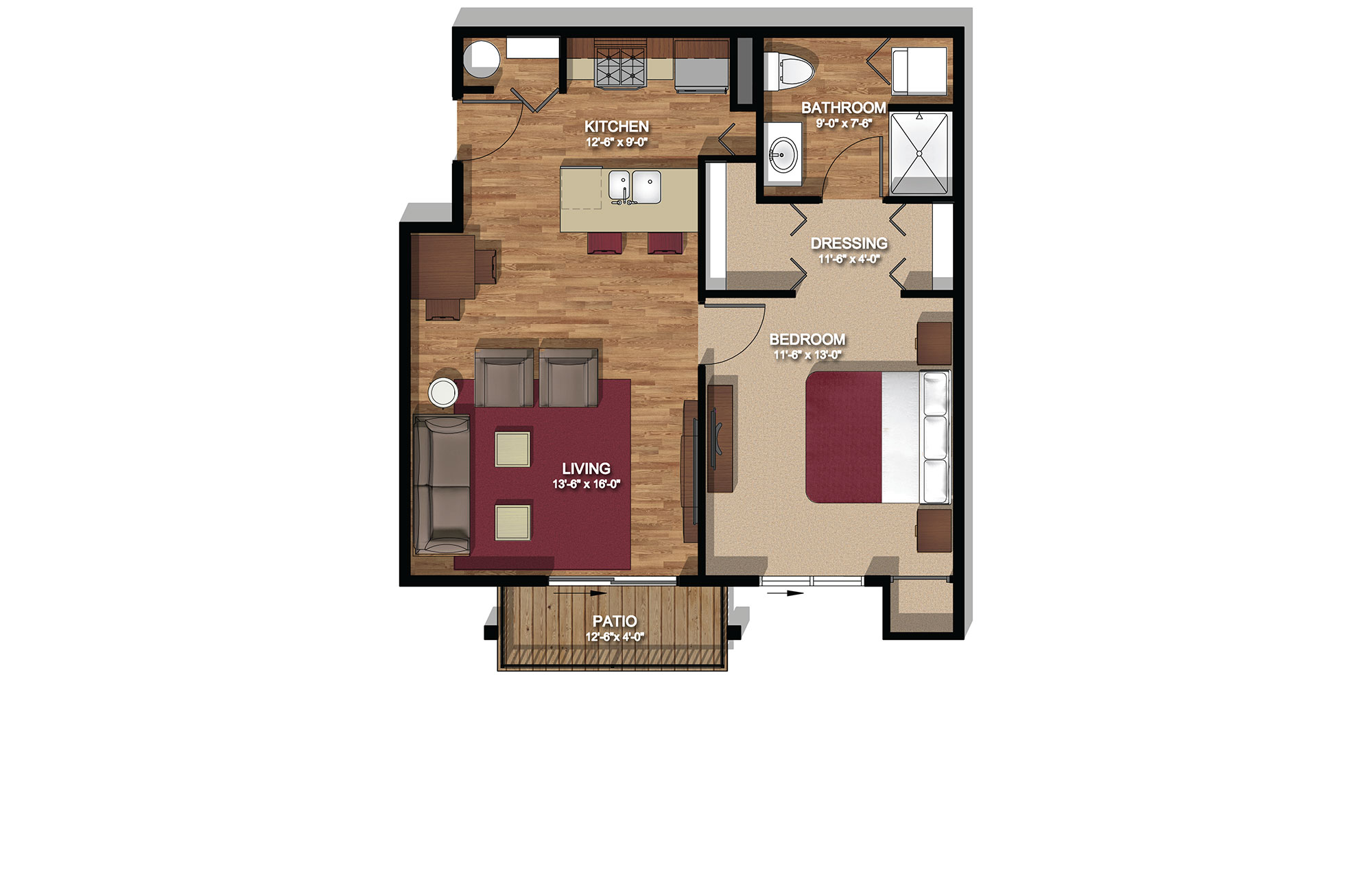 Deluxe Floor Plan - 665 s.f.